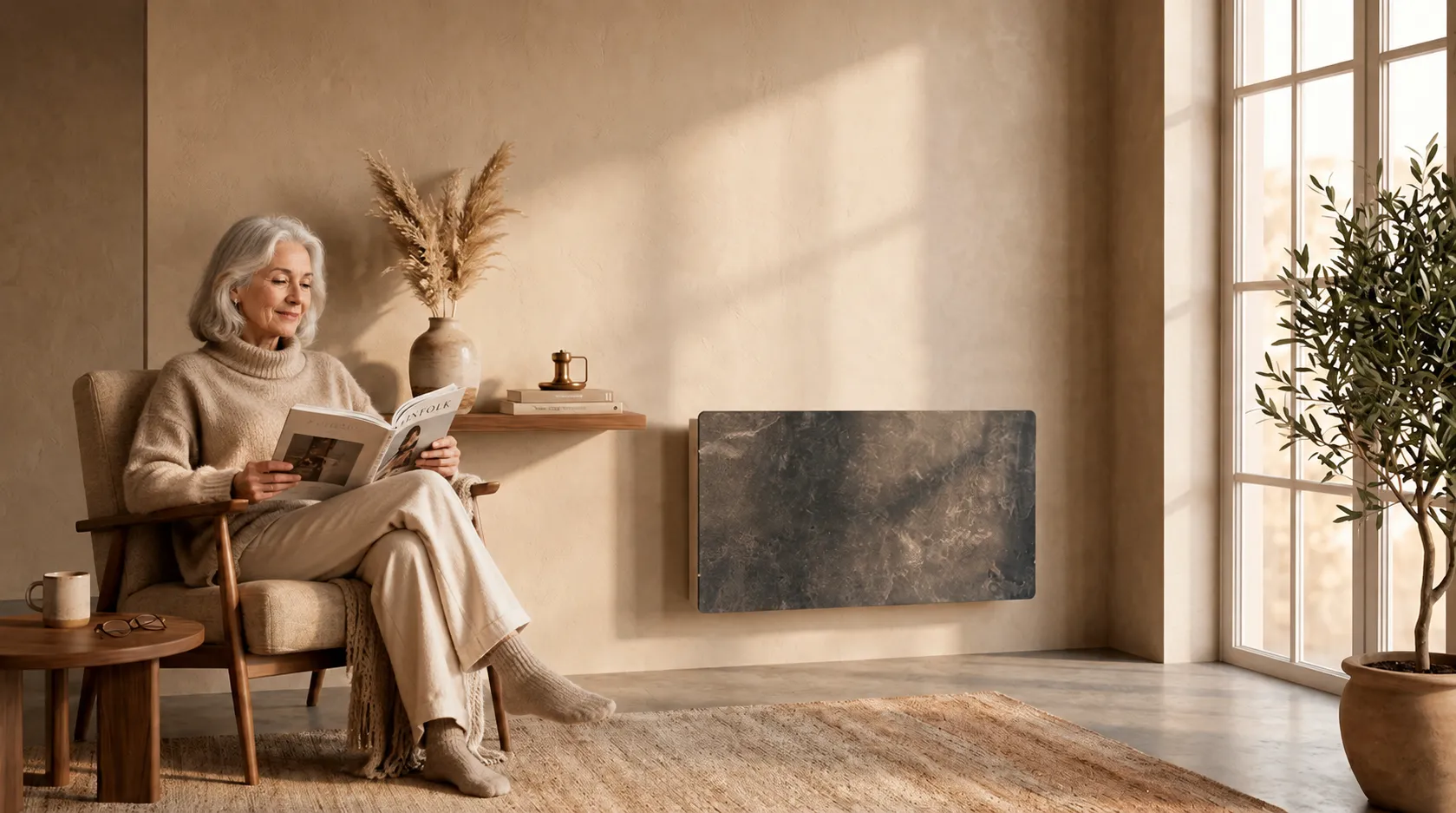Radiateur programmable Eternal avec technologie Dual-Kherr dans un intérieur contemporain
